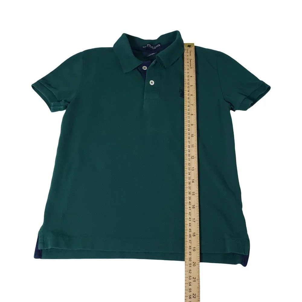 US Polo Assn Boys Green Short Sleeve Pique Polo Shirt Size M 8